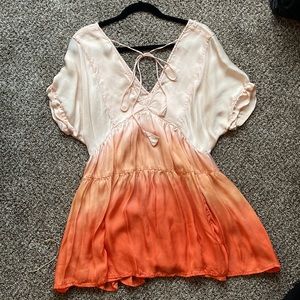 FREE PEOPLE x Sun up orange tie dye dress